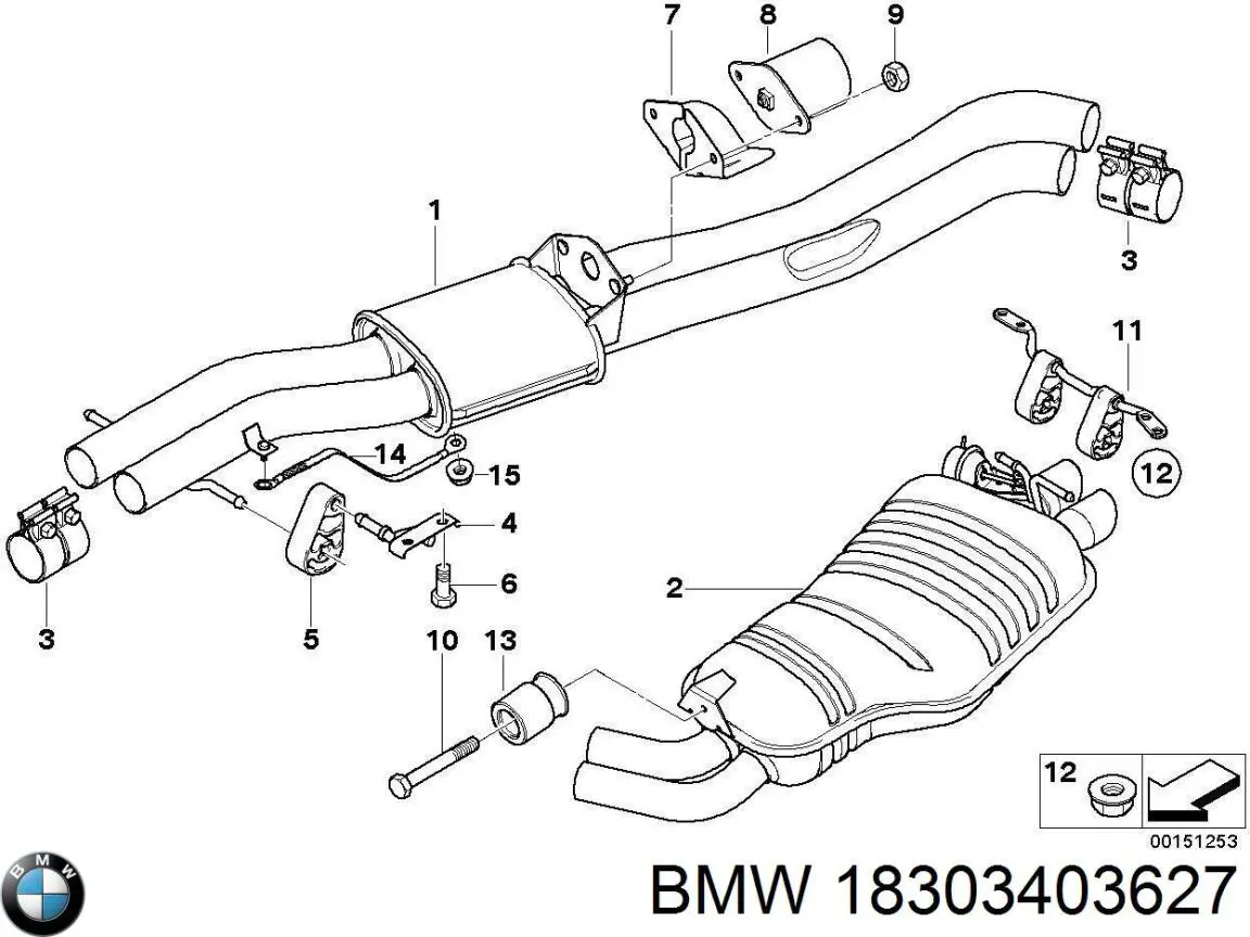 Выхлоп задний BMW 18303403627 цена, от 63.35 USD