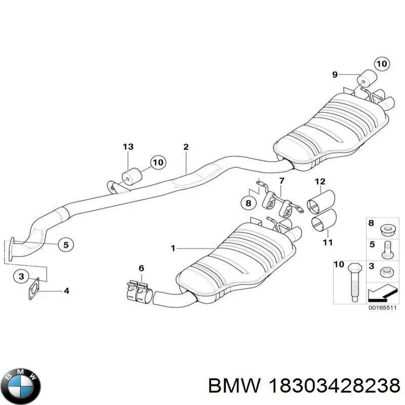 Хомут крепления глушителя задний BMW 18303428238 цена, от 31.66 USD