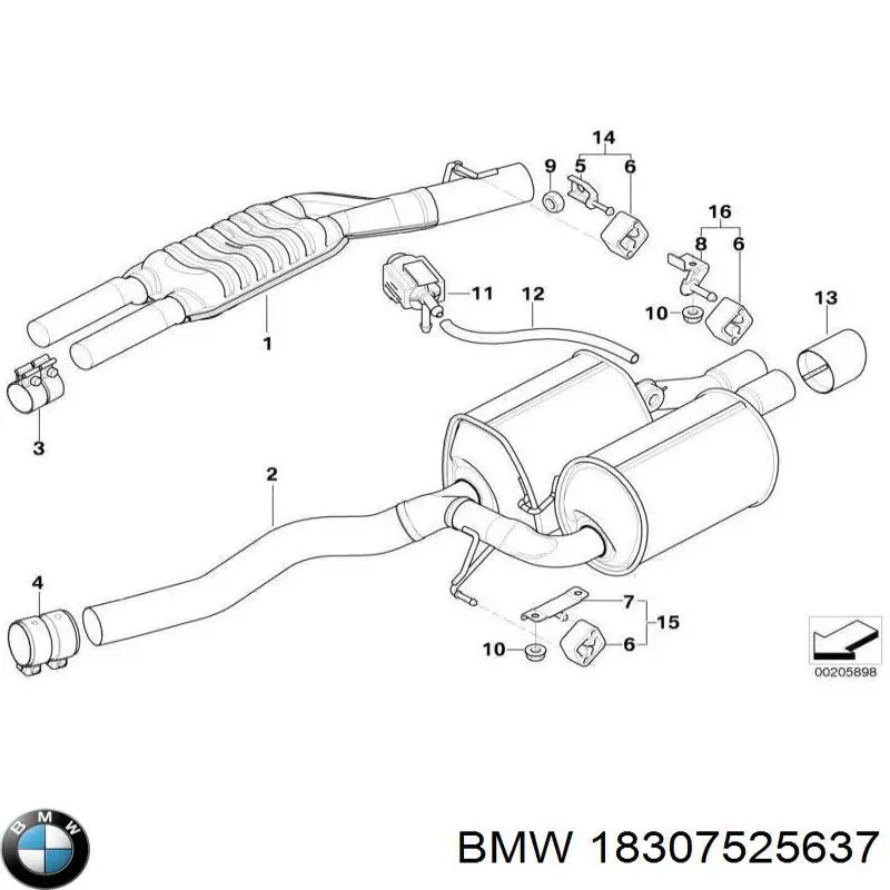 18307525637 BMW Глушитель центральный
