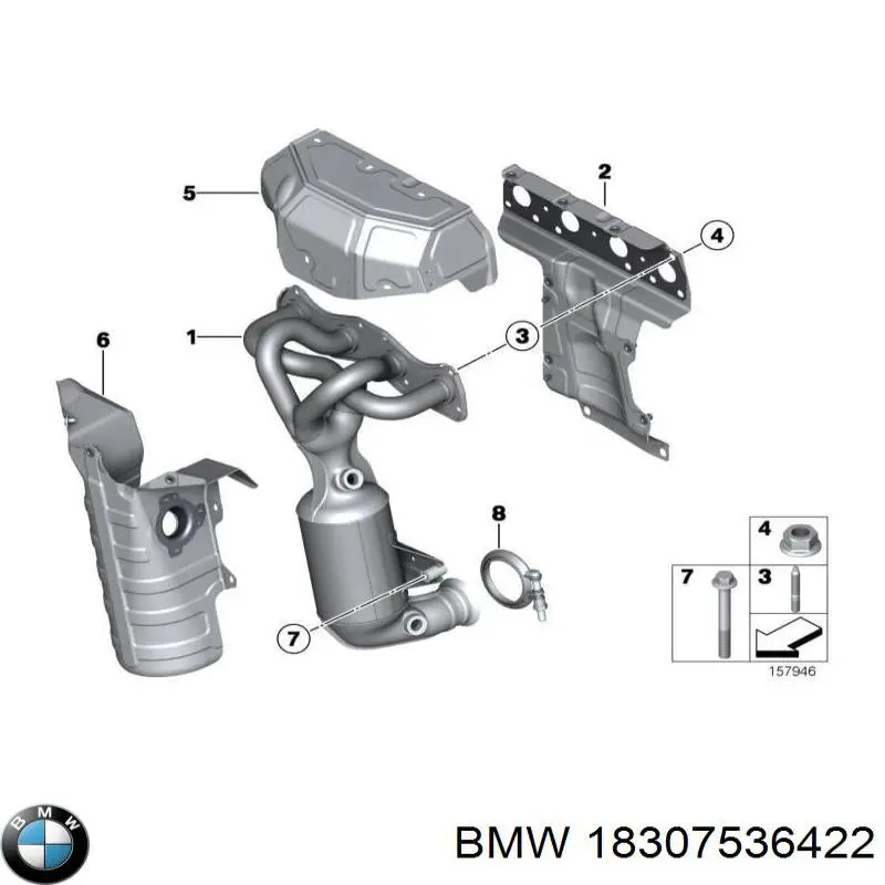 Купить 18307536422 BMW Монтажные элементы передние выпускной системы