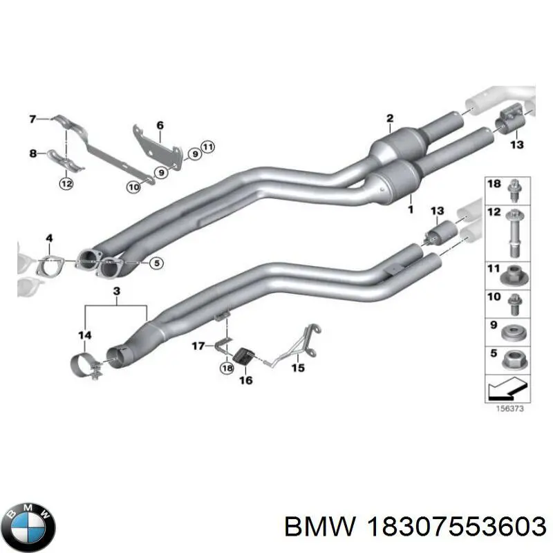 Junta, catalizador, tubo de escape 18307553603 BMW