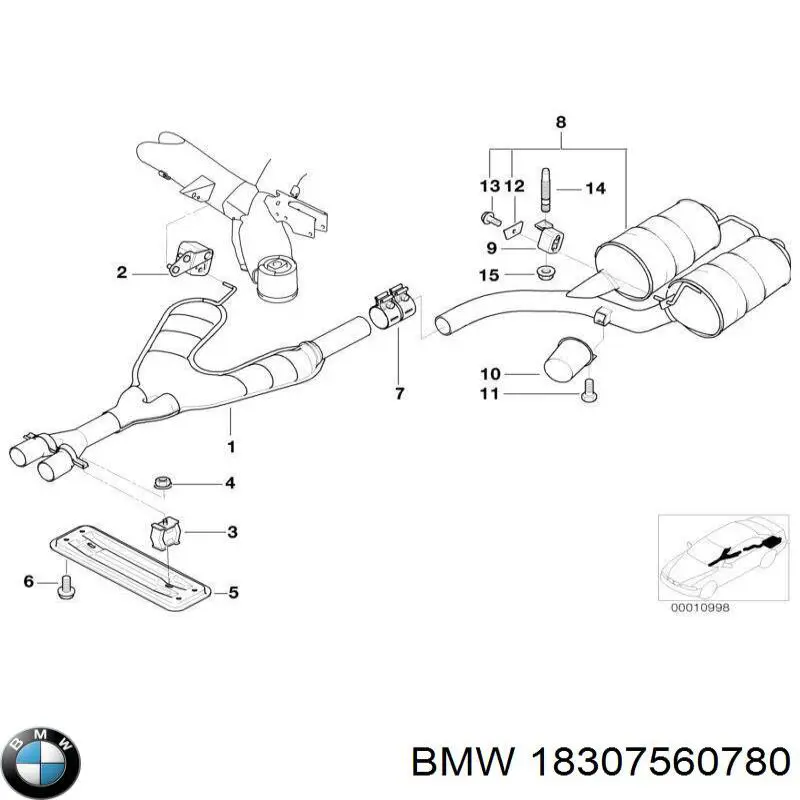 Хомут глушителя передний BMW 18307560780