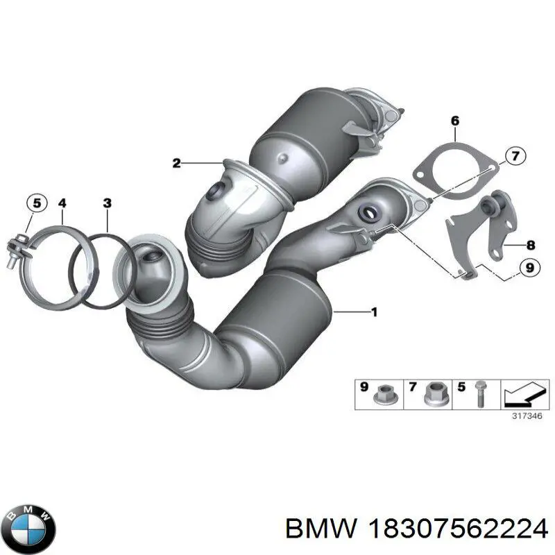 18307562224 BMW parafuso do sistema de escape (do silenciador)