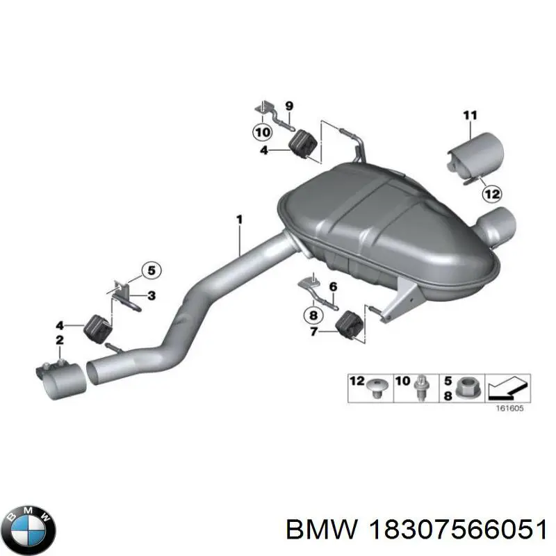 Выхлоп задний BMW 18307566051 цена, от 667.44 USD