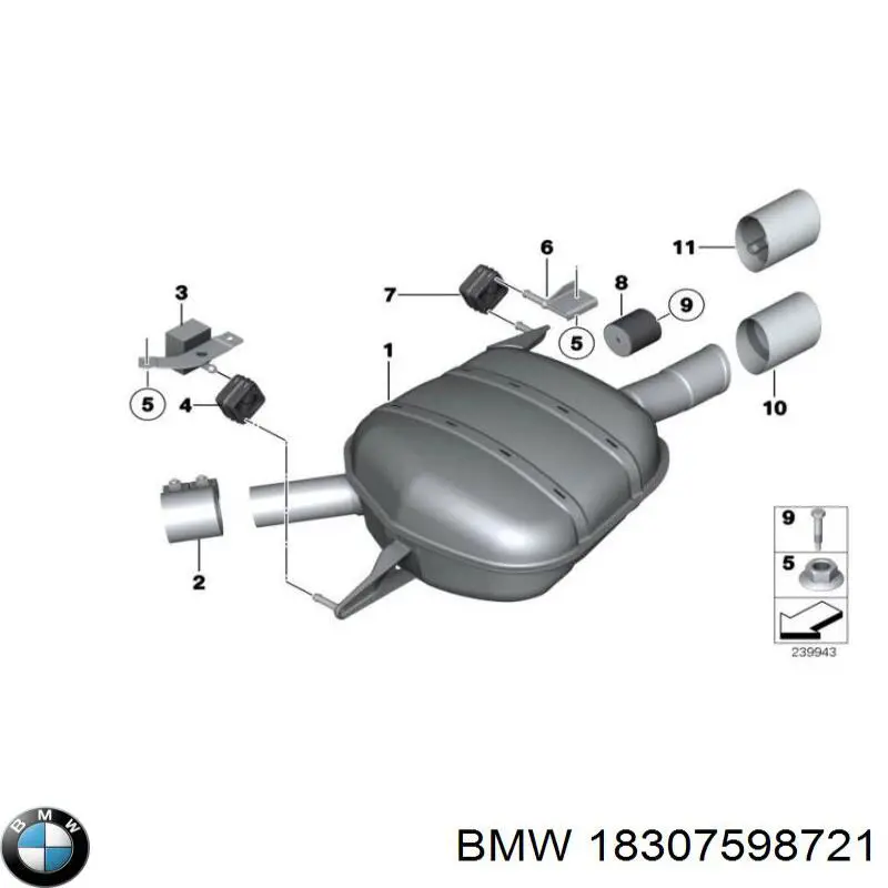 18307646930 BMW silenciador, parte traseira