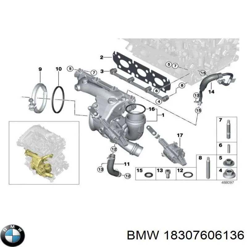 Соединительный хомут выпускного коллектора BMW 7606136 цена, от 14.08 USD
