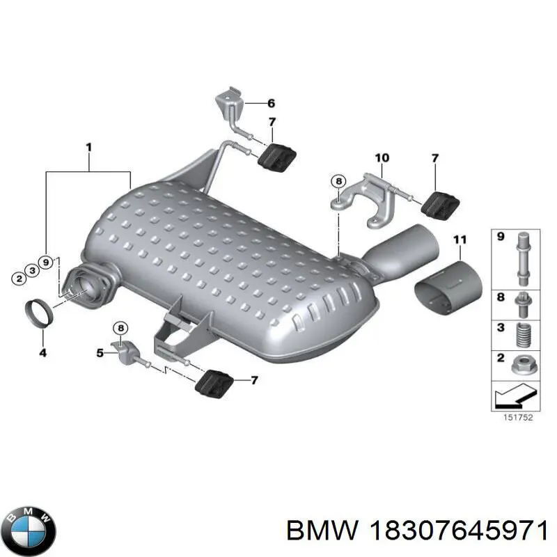 Глушитель, задняя часть 18307645971 BMW