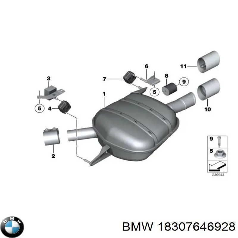 18307646928 BMW silenciador, parte traseira