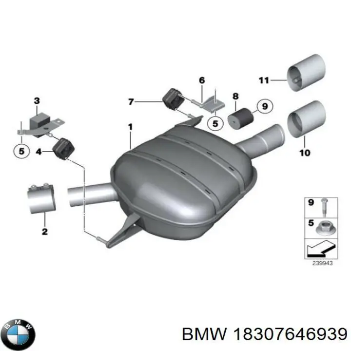 Глушитель, задняя часть 18307646939 BMW