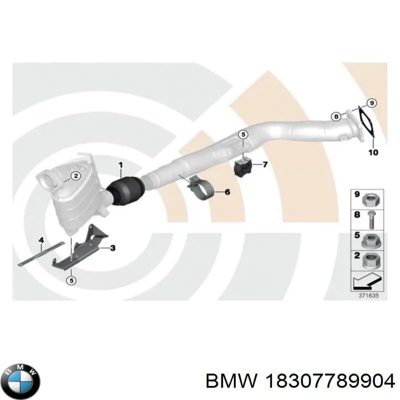 Junta, Filtro hollín/partículas, sistema escape, delantera 18307789904 BMW