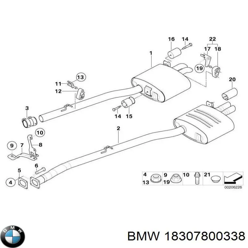 Глушитель, задняя часть 18307800338 BMW