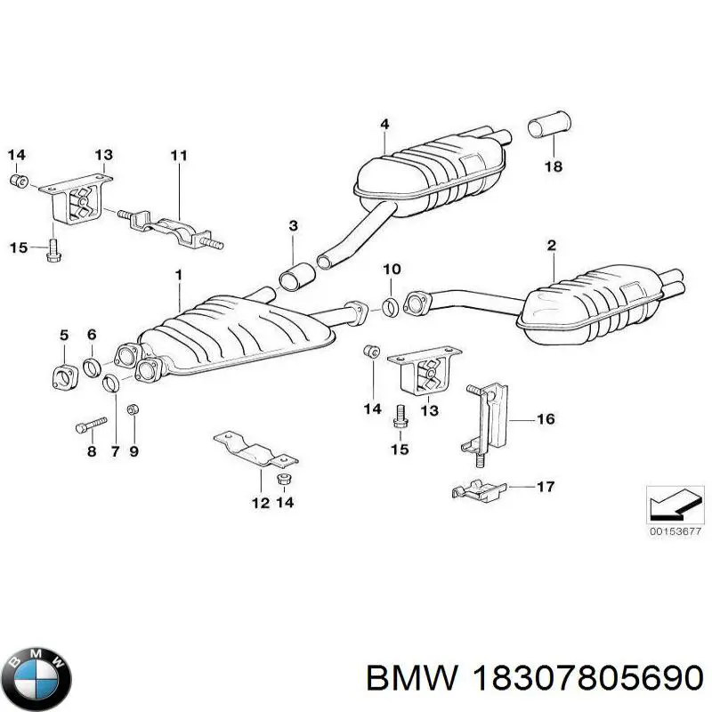 Купить 18307812261 BMW Глушитель задний