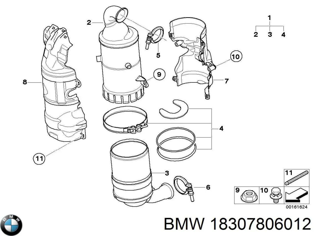 18307806012 BMW braçadeira de fixação de catalisador para a turbina
