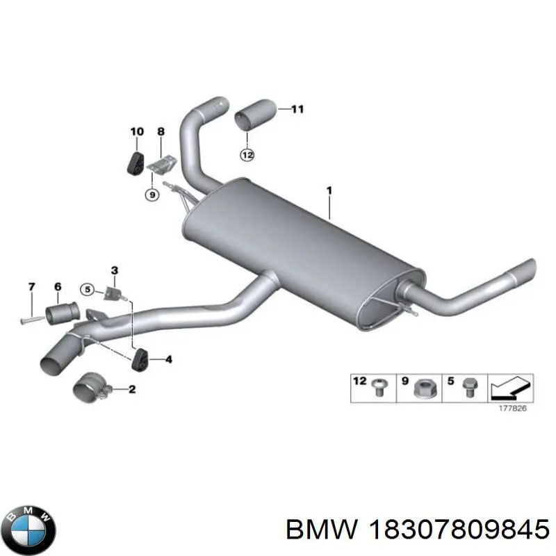 18307809845 BMW глушитель, задняя часть