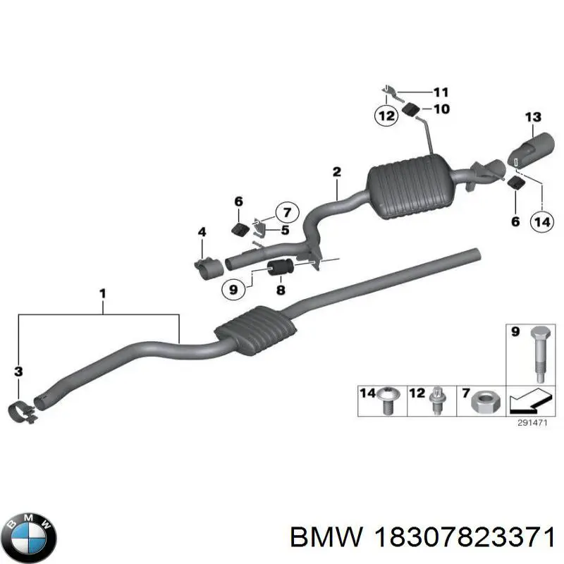 18307823371 BMW silenciador, parte traseira