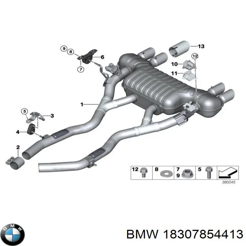 Хомут крепления глушителя задний BMW 18307854413 цена, от 18.48 USD