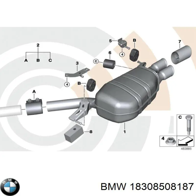 Глушитель, задняя часть BMW 18308508187