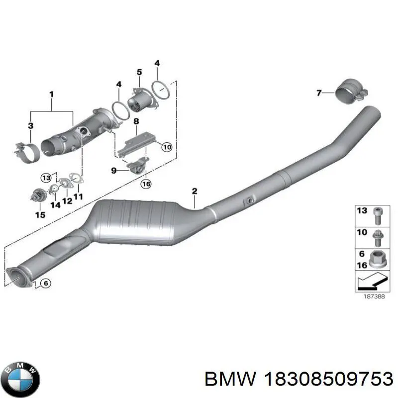 Купить 18308509753 BMW Передняя часть глушителя