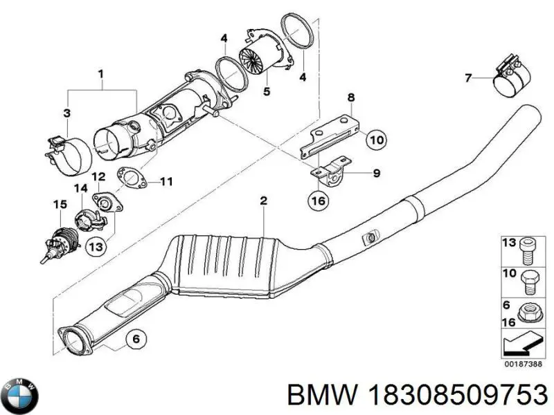 18308509753 BMW глушитель, передняя часть