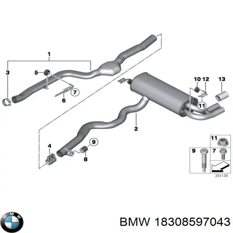 Выхлоп задний BMW 18308597043 цена, от 100.00 USD