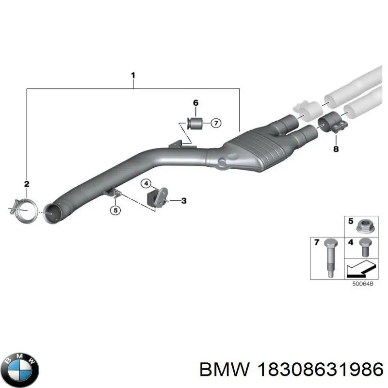 Хомут крепления глушителя задний BMW 18308631986 цена, от 17.74 USD