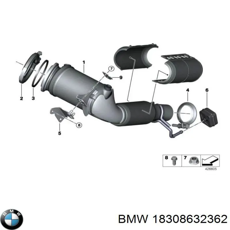 Хомут глушителя задний на BMW 7 (F01, F02, F03, F04) купить.