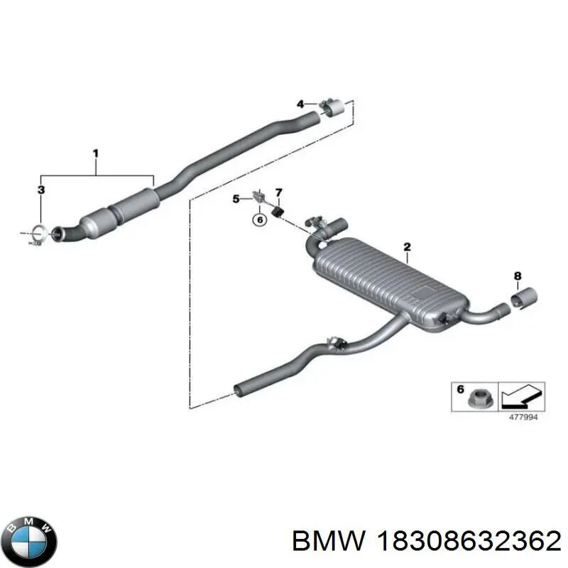 Abrazadera de silenciador trasera 18308632362 BMW