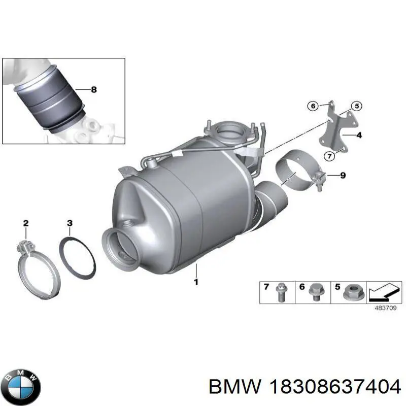 Хомут крепления глушителя задний BMW 18307606002 цена, от 34.42 USD