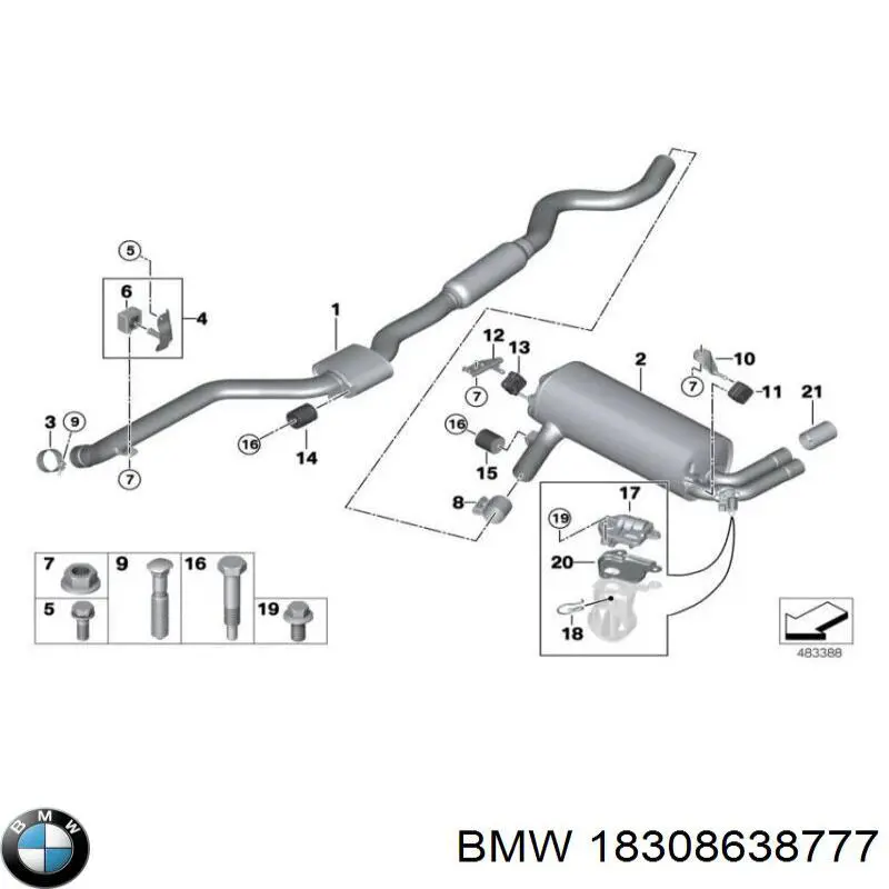 Глушитель задний 18308638777 BMW