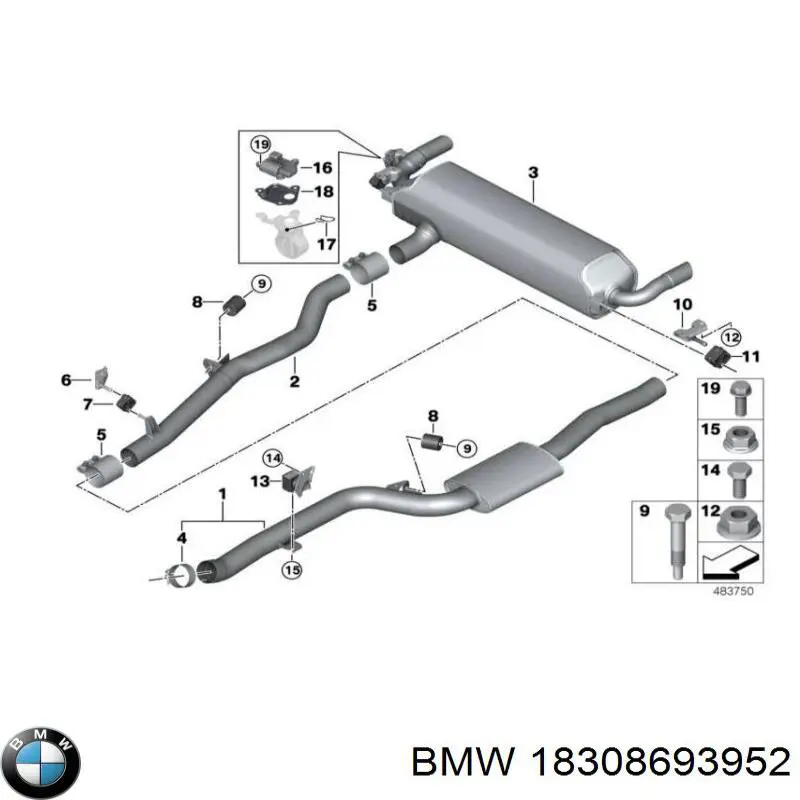 Купить 18308693952 BMW Глушитель задний