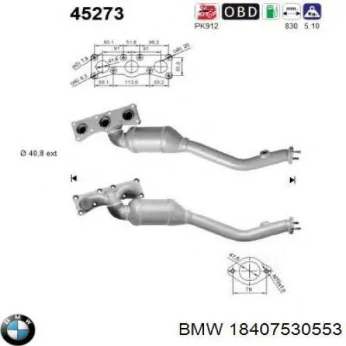 18407530553 BMW tubo coletor de escape