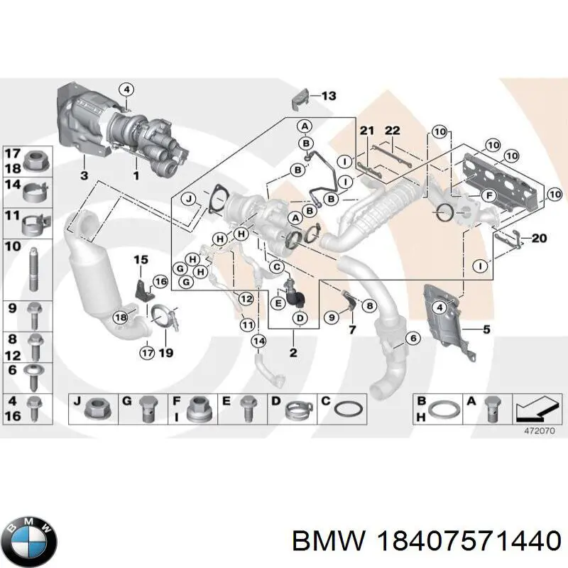 18407571440 BMW porca de fixação de tubo de admissão do silenciador (de calças)