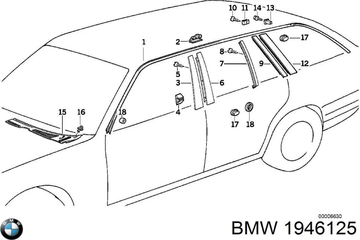 Купить 1946125 BMW Решетка дворников левая