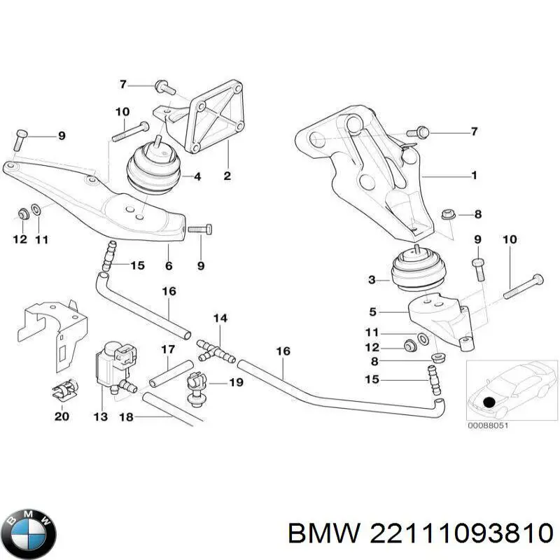 Подушка двигателя 22111093810 BMW