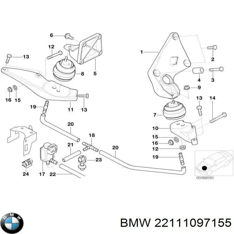 Гидроопора двигателя левая BMW 22111097155 цена, от 96.46 USD