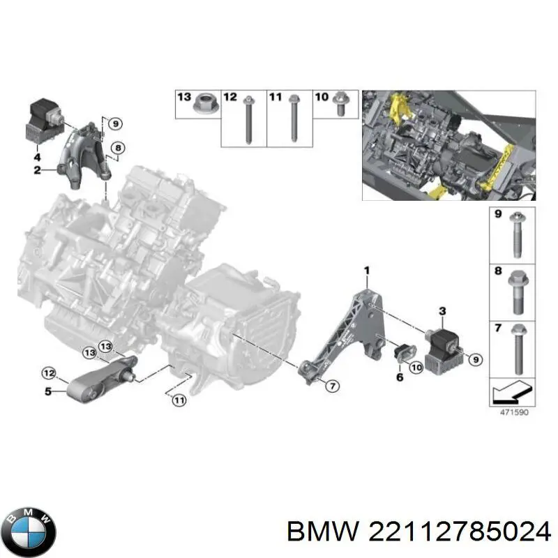 22116878940 BMW coxim (suporte direito de motor)