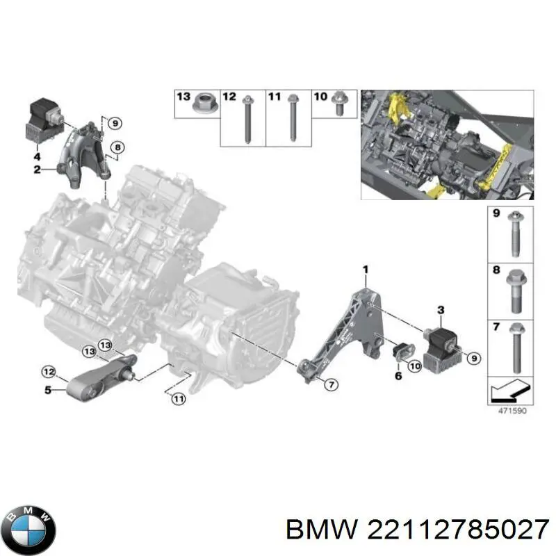 6887267 BMW Подушка (опора) двигателя, левая