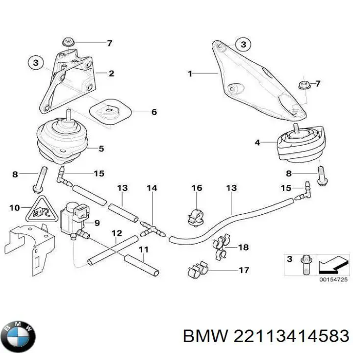 Купить 22113414583 BMW Левая подушка двигателя