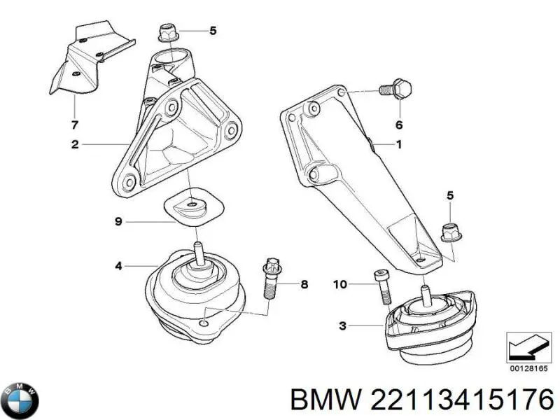 Левая подушка двигателя 22113415176 BMW