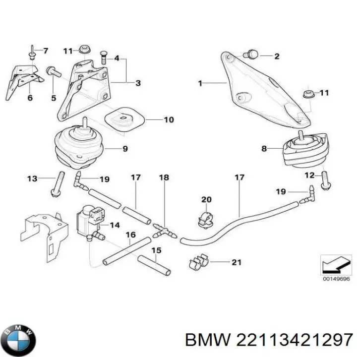 Купить 22113421297 BMW Левая подушка двигателя
