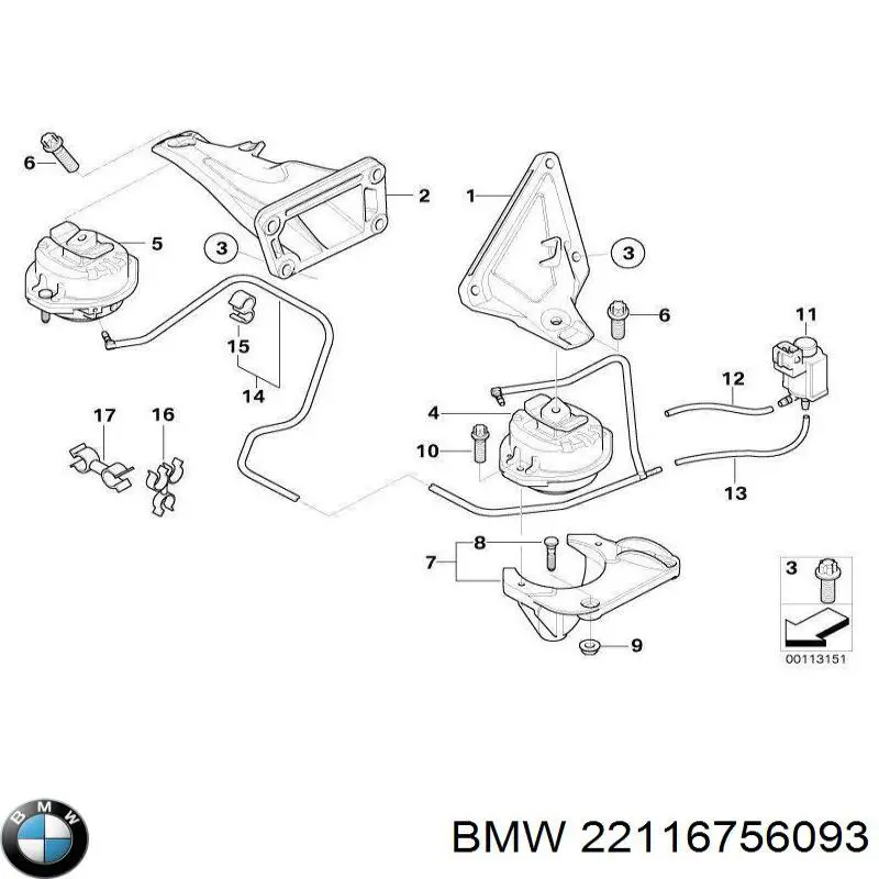 22116756093 BMW coxim (suporte esquerdo de motor)