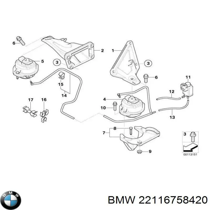 Кронштейн подушки (опоры) двигателя правой 22116758420 BMW