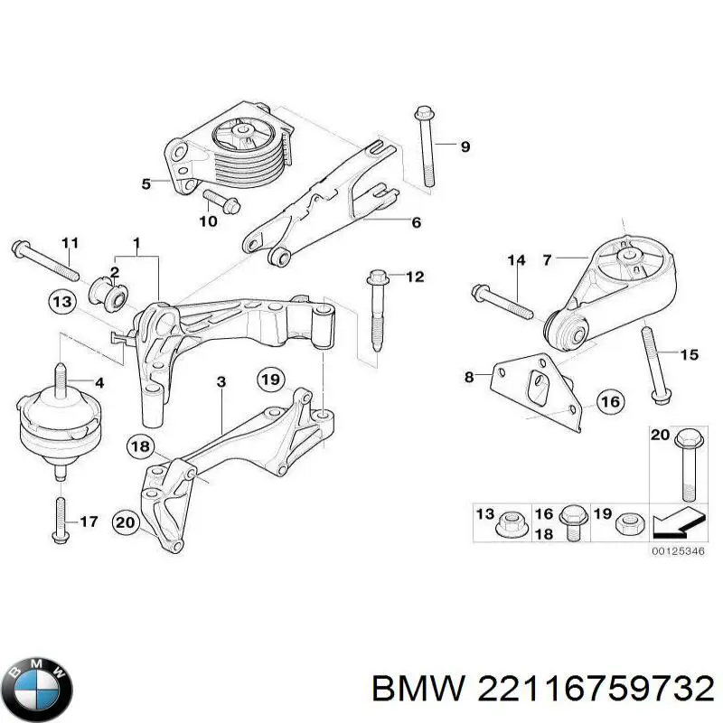 Передняя опора двигателя 22116759732 BMW