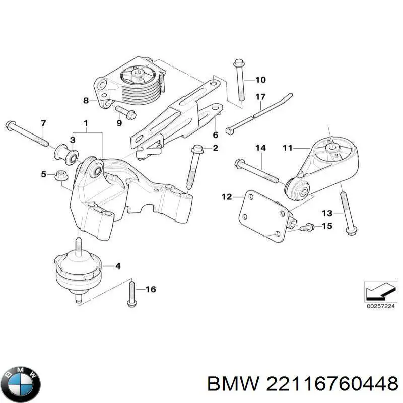 Передняя опора двигателя 22116760448 BMW