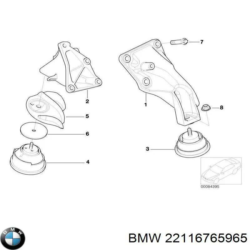 22116765965 BMW consola de coxim (apoio esquerda de motor)