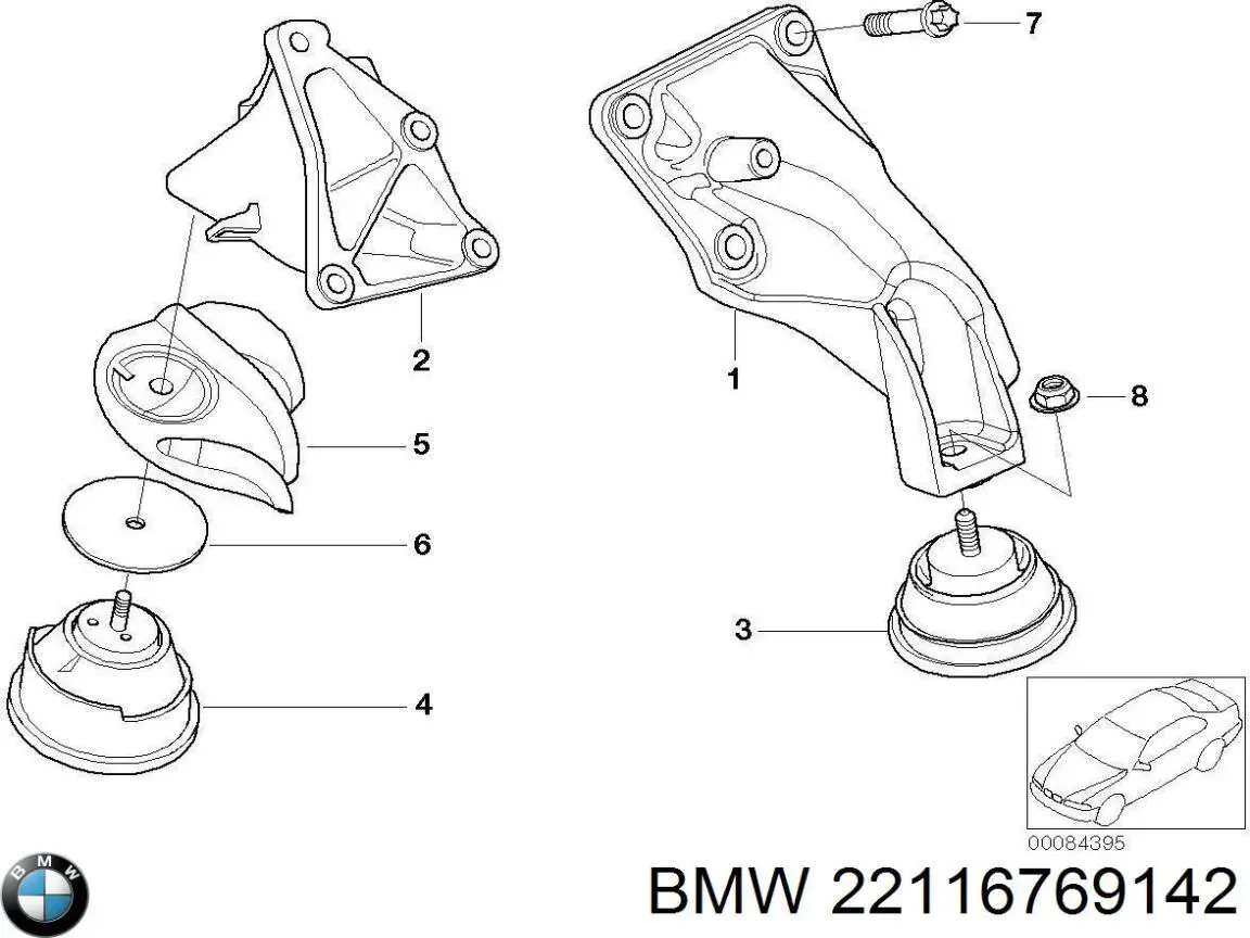 22116769142 BMW consola de coxim (apoio direita de motor)