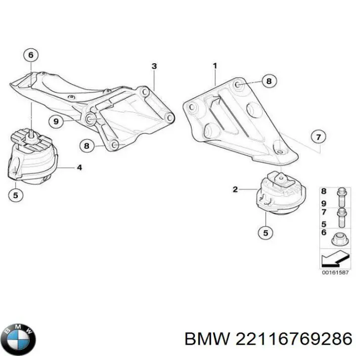 22116769286 BMW coxim (suporte direito de motor)