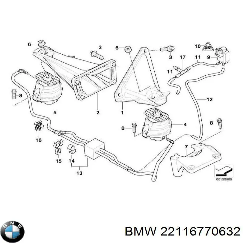 Купить 22116770632 BMW Кронштейн подушки (опоры) двигателя правой