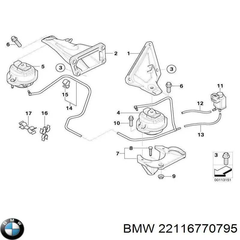 22116770795 BMW подушка (опора двигателя левая)