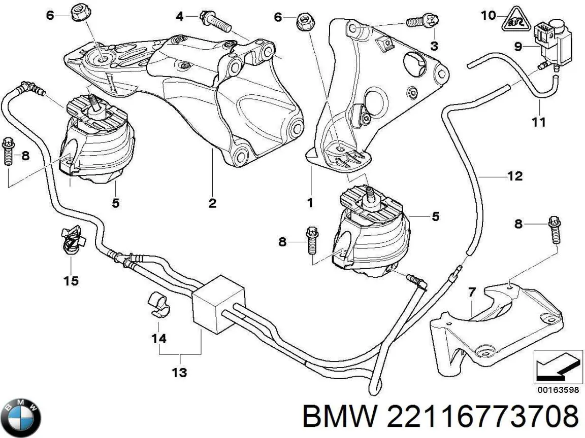 22116773708 BMW трубка вакуумного усилителя тормозов